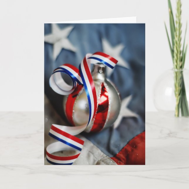 Single Patriotic Ornament Holiday Card (Front)