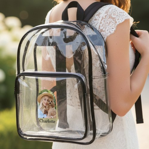 Single Photo Arch Personalized Name or Text Clear Backpack
