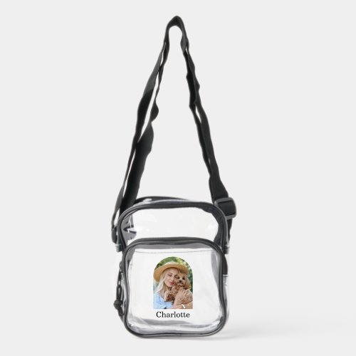 Single Photo Arch Personalized Name or Text Clear Crossbody Bag