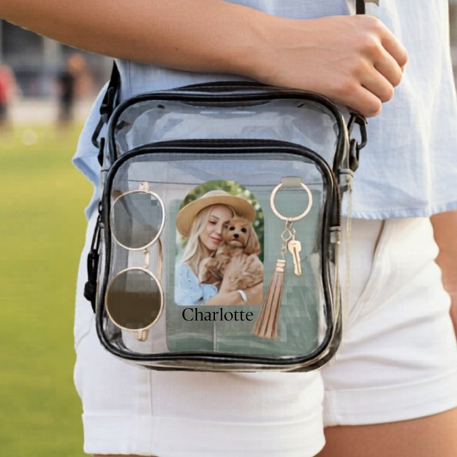 Single Photo Arch Personalized Name or Text Clear Crossbody Bag (Creator Uploaded)