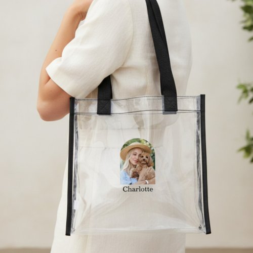 Single Photo Arch Personalized Name or Text Clear Tote Bag