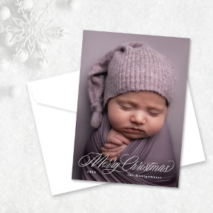 Single Photo Cursive Merry Christmas Card
