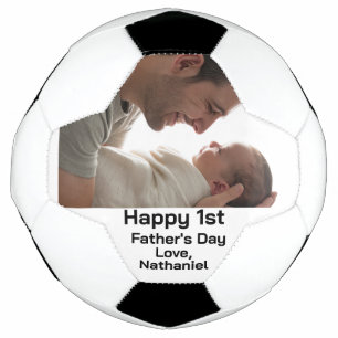 Single Photo First Father's Day Soccer Football Ball