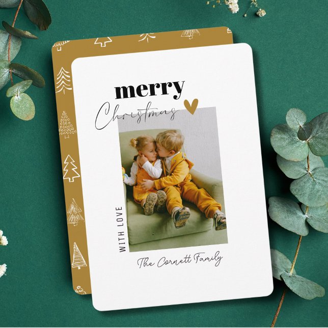 Single Photo Simple Gold Minimalist Christmas Card (Creator Uploaded)