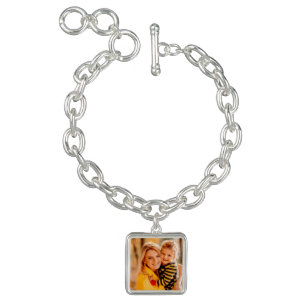 Single Photo Square Charm Memory Keepsake Bracelet