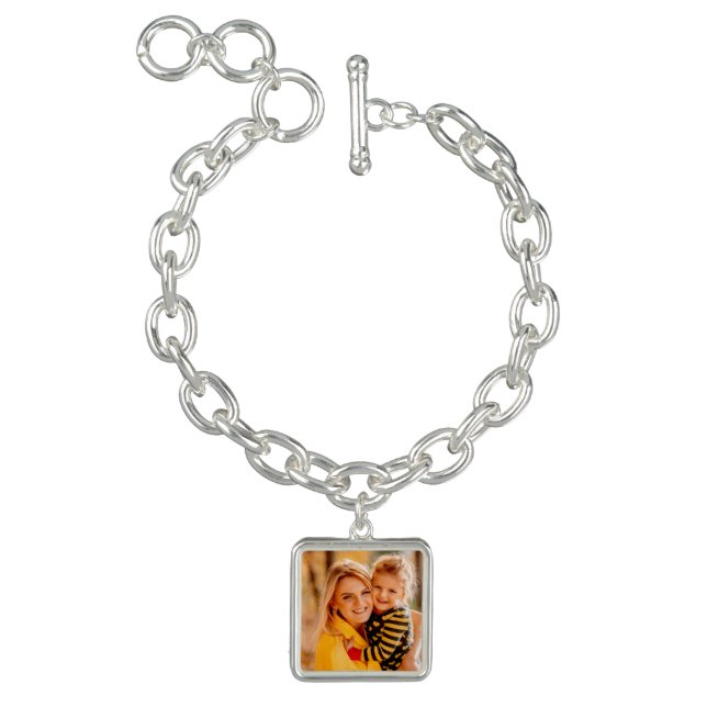 Single Photo Square Charm Memory Keepsake Bracelet (Product)
