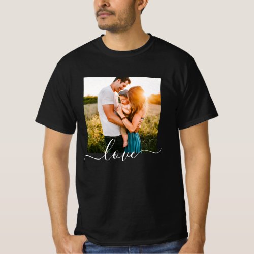 Single Photo Template Love Text Black T_Shirt