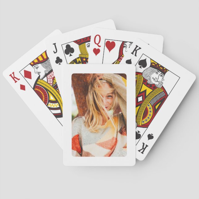 Single Photo Template Rounded Frame Poker Cards (Back)