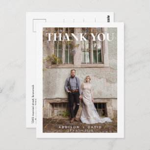 Single Photo Wedding White Thank You Postcard