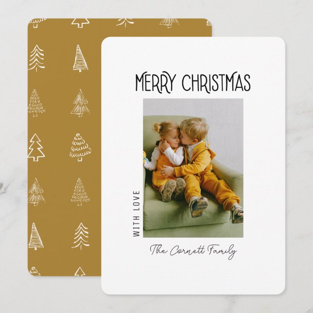 Single Photo White Minimalist Christmas Card (Front/Back)
