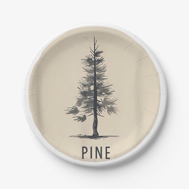Single Pine Tree Outfit Paper Plates (Front)