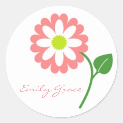 Single Pink Blooming Daisy Stickers