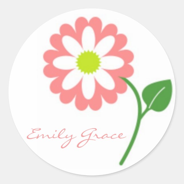Single Pink Blooming Daisy Stickers (Front)