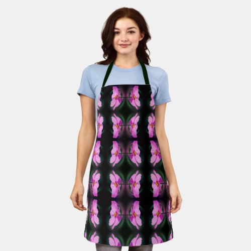 Single Pink Cosmos Flower Abstract Pattern      Apron