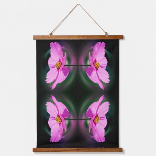 Single Pink Cosmos Flower Abstract Pattern   Hanging Tapestry