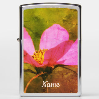 Single Pink Cosmos Flower Abstract Personalized Zippo Lighter