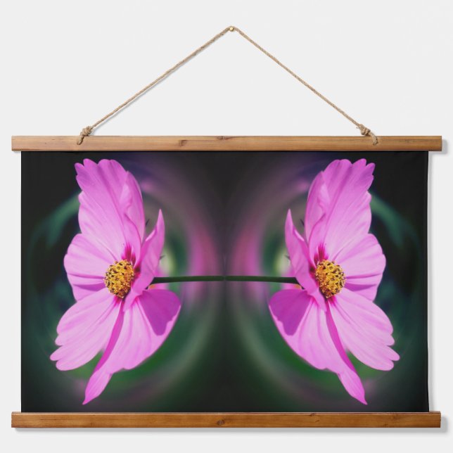Single Pink Cosmos Flower Art Abstract  Hanging Tapestry (Front)