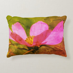 Single Pink Cosmos Flower Art Accent Pillow