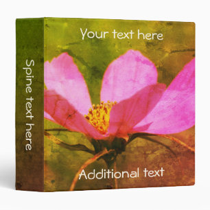 Single Pink Cosmos Flower Art Personalized 3 Ring Binder