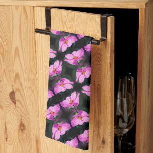 Single Pink Cosmos Flower Pattern Kitchen Towel