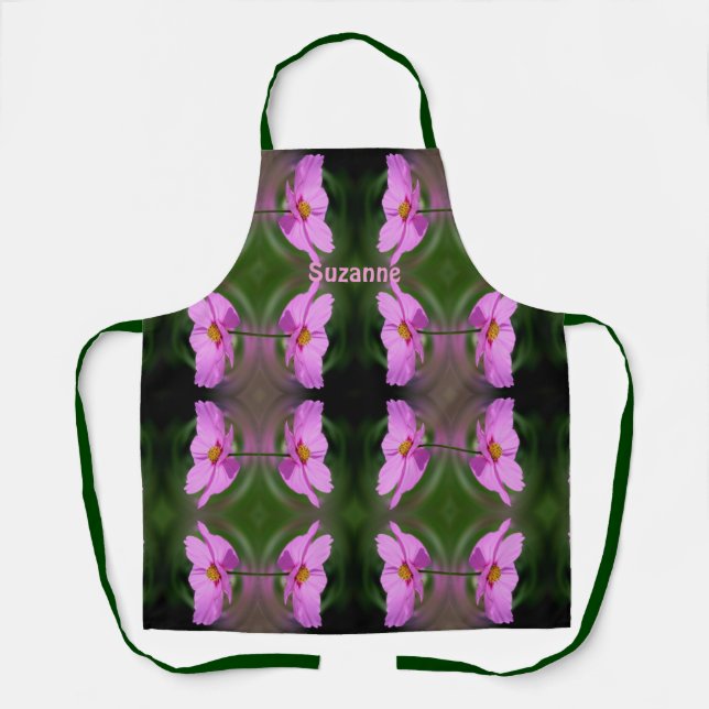Single Pink Cosmos Flower Pattern Personalized     Apron (Front)