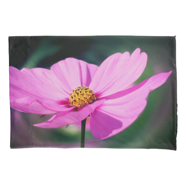 Single Pink Cosmos Flower   Pillow Case (Front)