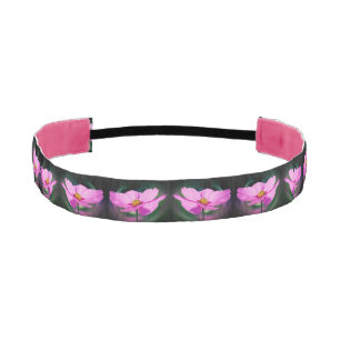 Single Pink Cosmos Wildflower Athletic Headband