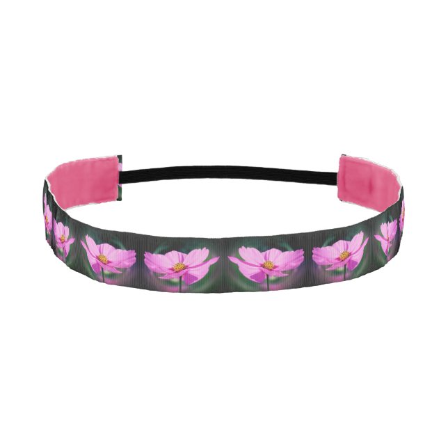 Single Pink Cosmos Wildflower  Athletic Headband (Front)