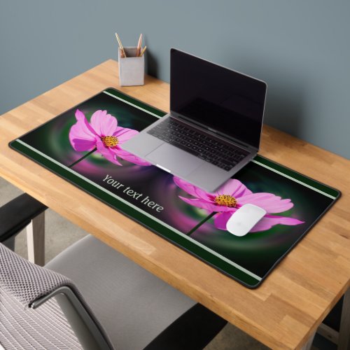 Single Pink Cosmos Wildflower Personalized Desk Mat