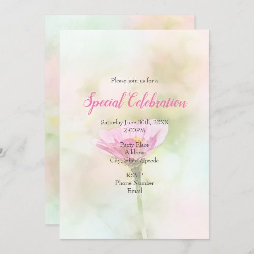 Single Pink Daisy Any Occasion Invitation