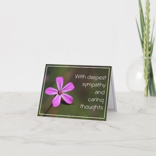 Single pink flower thoughtful sympathy card