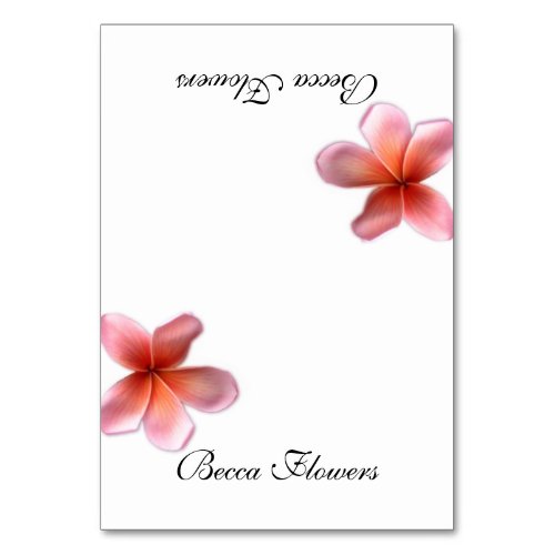 Single Pink Plumeria Tented Place Cards