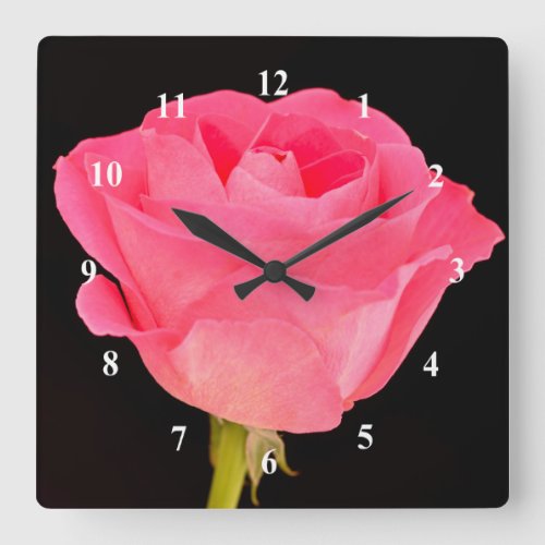 Single Pink Rose flower Acrylic wall clock