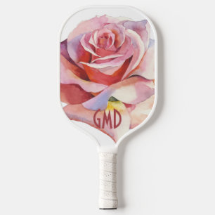 Single Pink Rose in Bloom Signature Pickleball Paddle