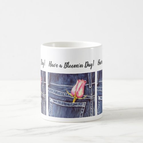 Single Pink Rose Watercolor Flower Coffee Mug