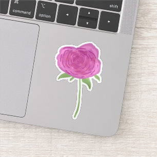 Single Pink Rose Watercolor Flower Sticker