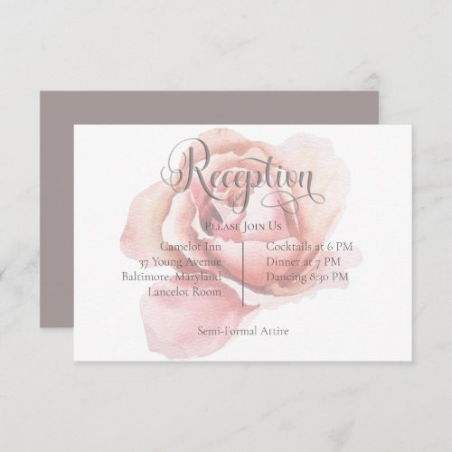 Single Pink Rosebud Flower Reception Enclosure Card