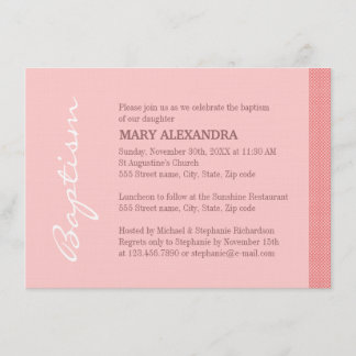 Single Pink Stripe Baptism Invitation
