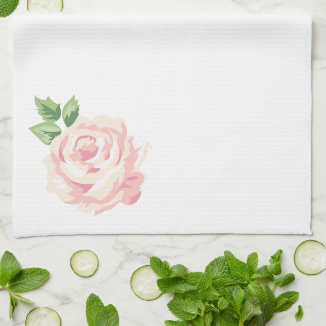 Single Pink Vintage Rose Towel (Folded)