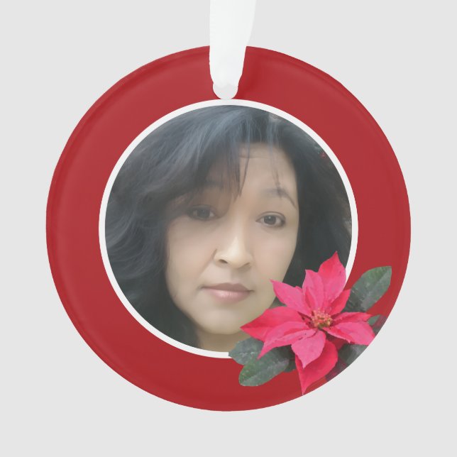 Single Poinsettia Design Ornament (Front)