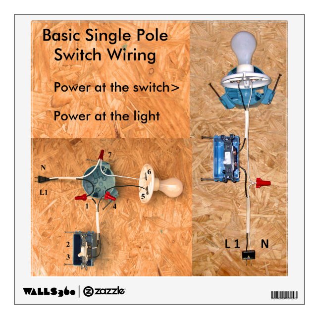 Single Pole Switch Wiring Decal (Front)