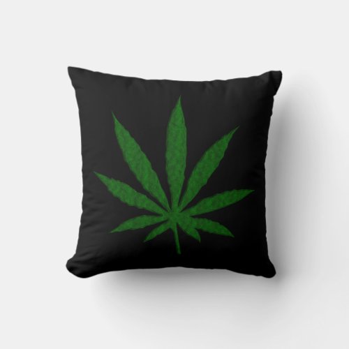 Single Pot Leaf on Black Throw Pillow