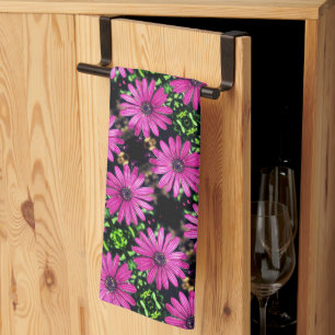 Single Purple African Daisy Flower Pattern Kitchen Towel