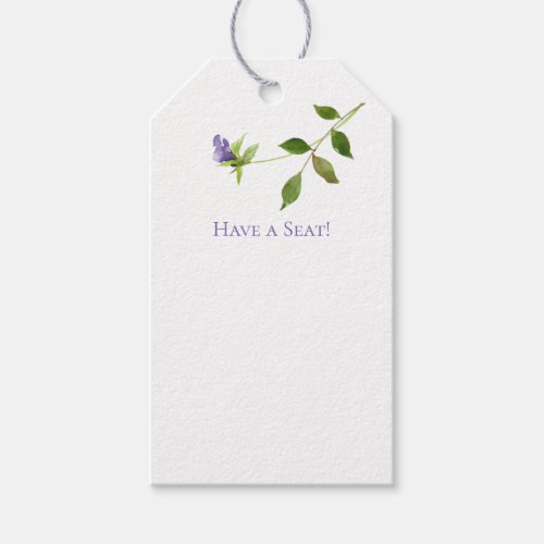 Single Purple Blossom Green Leaf Seating Tag