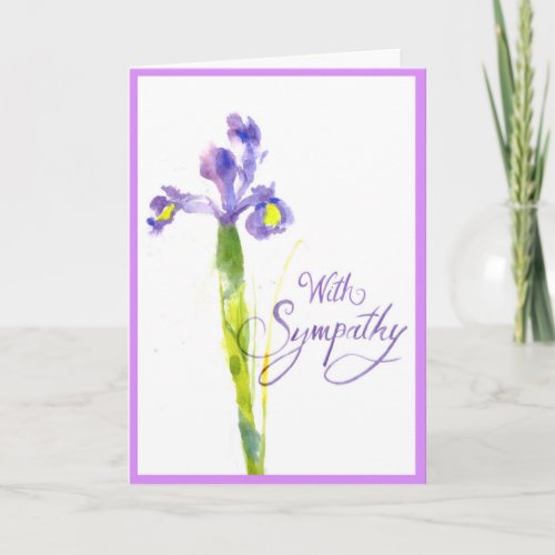 Single Purple Iris Sympathy Card