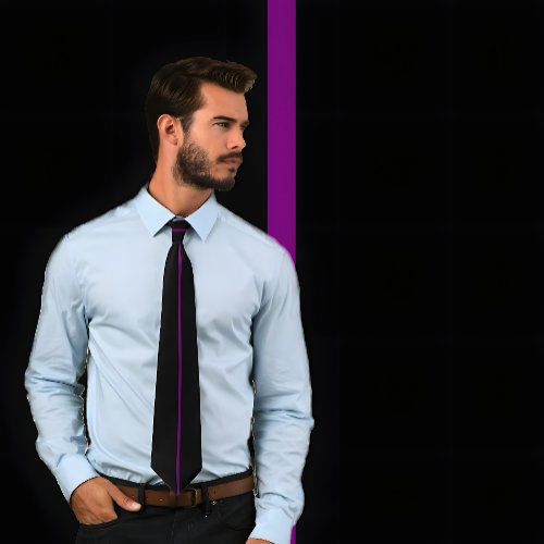 Single Purple Stripe on Black Tie