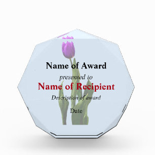 Single Purple Tulip Acrylic Award