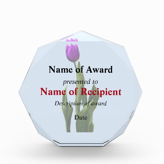 Single Purple Tulip Acrylic Award (Front)