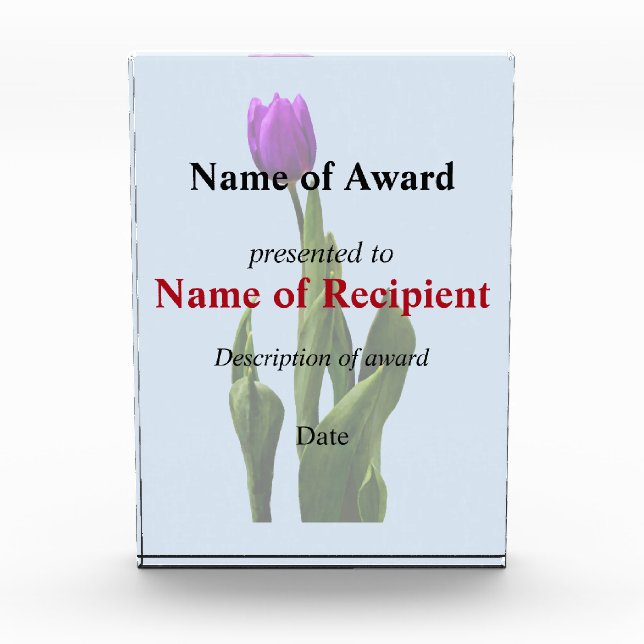 Single Purple Tulip Acrylic Award (Front)