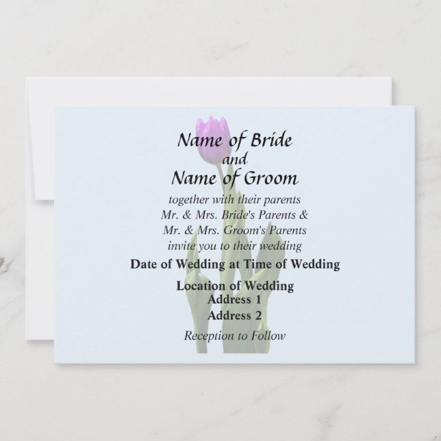 Single Purple Tulip Invitation (Front)